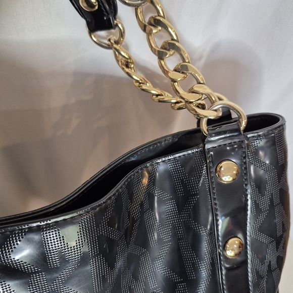 Michael Kors Delancy Studded Mirrored Metallic Chain-Link Strap Tote PLUS Wallet - Picture 6 of 16